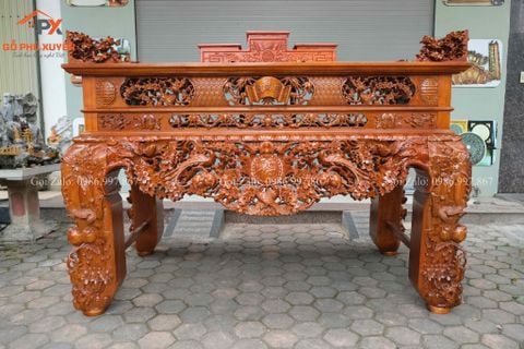 Bàn Thờ - Án Gian Đứng Gỗ Gụ - Vua Sập Thờ Đục Mai Đào Kích Thước 217