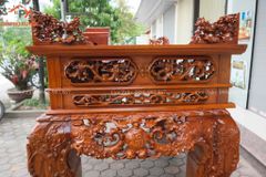 Bàn Thờ - Án Gian Đứng Gỗ Gụ - Vua Sập Thờ Đục Mai Đào Kích Thước 197