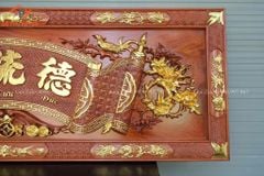 Bộ Hoành Phi Câu Đối Gỗ Liền Khối Kích Thước Hoành Phi 175*67*4 - Câu Đối 175*28*4 Gỗ Hương Đá Siêu Vân
