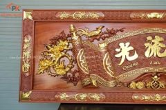 Bộ Hoành Phi Câu Đối Gỗ Liền Khối Kích Thước Hoành Phi 197*67*4 - Câu Đối 197*28*4 Gỗ Hương Đá Siêu Vân