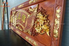 Bộ Hoành Phi Câu Đối Gỗ Liền Khối Kích Thước Hoành Phi 197*67*4 - Câu Đối 197*28*4 Gỗ Hương Đá Siêu Vân