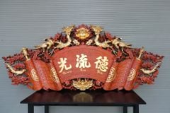 Cuốn Thư Câu Đối Gỗ Hương Đỏ Đục Rồng Kích Thước Cuốn Thư 175*81*4 - Câu Đối 175*28*4 Dát Vàng Nhiều