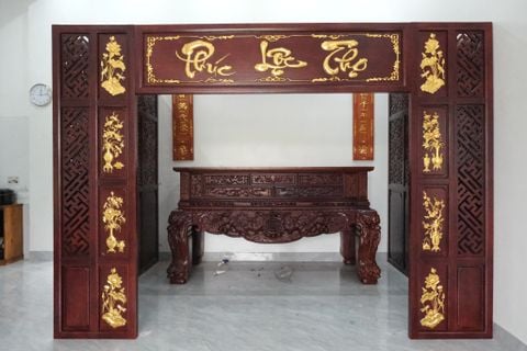 Vách Ngăn Phòng Thờ -  Gỗ Tự Nhiên- Gỗ Hương Đỏ Nam Phi