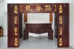 Vách Ngăn Phòng Thờ -  Gỗ Tự Nhiên- Gỗ Hương Đỏ Nam Phi