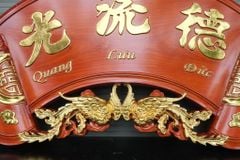 Cuốn Thư Câu Đối Liền Khối Đức Lưu Quang Dát Vàng Kích Thước Cuốn Thư 175*67*6 - Câu Đối 175*28*4 Gỗ Hương Đỏ Mẫu Phượng