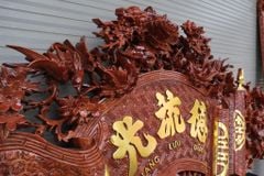Cuốn Thư Câu Đối Gỗ Đục Long Phượng Kích Thước Cuốn Thư 197*87*4 - Câu Đối 197*28*4 Hương Đá