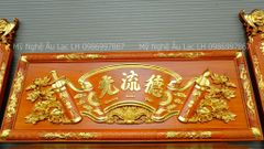 Hoành Phi Câu Đối Gỗ Nguyên Khối Dát Vàng Nền Trơn Kích Thước Hoành Phi 197*68*5 - Câu Đối 197*28*4 Gỗ Hương Đỏ