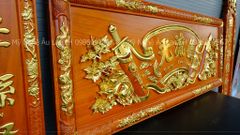 Hoành Phi Câu Đối Gỗ Nguyên Khối Dát Vàng Nền Trơn Kích Thước Hoành Phi 155*61*5 - Câu Đối 155*28*4 Gỗ Hương Đỏ