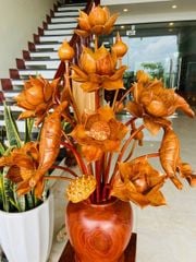 Bình Hoa Sen Gỗ Hương Đá Cao Cấp Kích Thước Ngang 75 Cao 95cm
