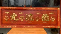 Hoành Phi Câu Đối Gỗ Kích Thước Hoành Phi 197*69*4 - Câu Đối 197*28*4 Hương Đỏ