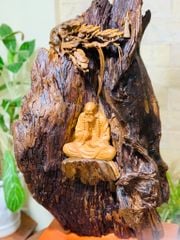 Tượng Phật - Đạt Ma Ngồi Thiền Kích Thước C73-S25-N43 Gỗ Lũa Bách Xanh