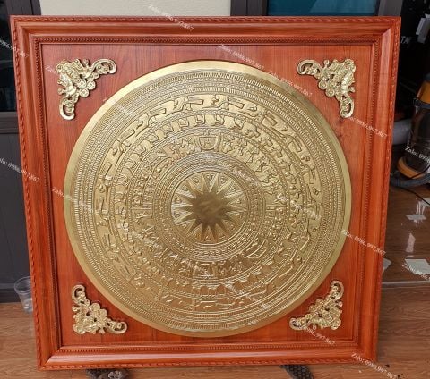 Tranh Trống Đồng - Mặt Gò Dát Vàng Kích Thước 80*80 Cm