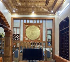 Tranh Trống Đồng - Mặt Gò Dát Vàng Kích Thước 90*90 Cm
