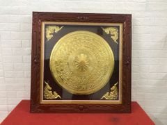 Tranh Trống Đồng Khung Gỗ Sồi Mặt Gò Có Kính Kích Thước 80*80 Cm