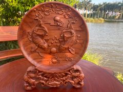 Đĩa Gỗ Lý Ngư Vọng Nguyệt dk 50cm