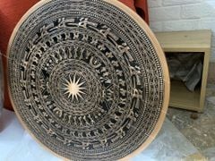Tranh Trống Đồng Vuông Khung Gỗ Hương Kích Thước 80*80 Cm