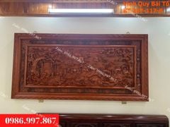 Tranh Gỗ Vinh Quy Bái Tổ Kích Thước 217*107*6 Cm Gỗ Hương Đá