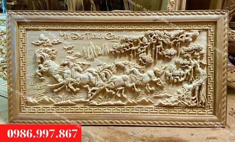 Tranh Gỗ Mã Đáo Thành Công Kích Thước 127*67*4 Gỗ Gõ Đỏ