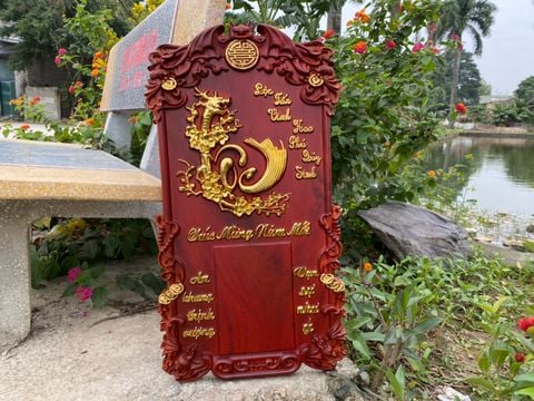 Đốc lịch gỗ chữ Lộc cao 65cm dát vàng