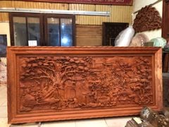 Tranh Gỗ Đồng Quê Kích Thước 197*97*7 Cm Gỗ Hương Đá