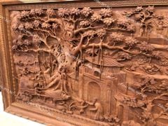 Tranh Gỗ Đồng Quê Kích Thước 217*107*7 Cm Gỗ Hương Đỏ