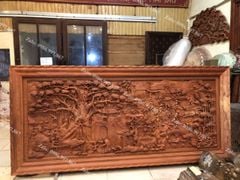 Tranh Gỗ Đồng Quê Kích Thước 217*107*7 Cm Gỗ Hương Đỏ
