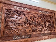 Tranh Gỗ Vinh Quy Bái Tổ Kênh Bong Kích Thước 217*107*6 Cm Gỗ Hương Đá