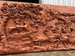 Tranh Gỗ Mã Đáo Thành Công Kênh Bông Hương Đá Kích Thước 197*97*7 Cm