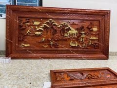 Tranh Gỗ Đồng Quê Kích Thước 237*117*6 Cm Gỗ Hương Đỏ