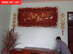 Tranh Gỗ Thuận Buồm Xuôi Gió Dát Vàng Kích Thước 237*117*6 Cm Gỗ Hương Đỏ