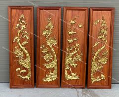 Tranh Tứ Quý Gỗ Tùng Cúc Trúc Mai Kích Thước 107*37*3 Cm Gỗ Hương Đỏ
