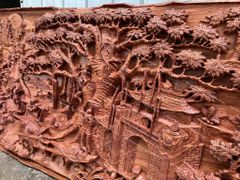 Tranh Gỗ Đồng Quê Hàng 2 Khung Kích Thước 217*107*6 Cm Gỗ Hương Đá