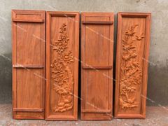 Tranh Tứ Quý Gỗ Tùng Cúc Trúc Mai Kích Thước 107*37*3 Cm Gỗ Hương Đỏ