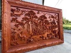 Tranh Gỗ Đồng Quê Kích Thước 180*107*7 Gỗ Hương Đỏ