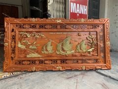 Tranh Gỗ Thuận Buồm Xuôi Gió Dát Vàng Kích Thước 180*80*5 Cm Gỗ Hương Đỏ