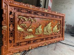 Tranh Gỗ Thuận Buồm Xuôi Gió Dát Vàng Kích Thước 217*107*5 Cm Gỗ Hương Đỏ