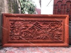 Tranh Gỗ Đồng Quê Kích Thước 237*117*6 Cm Gỗ Hương Đỏ