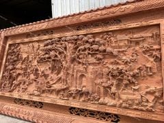 Tranh Gỗ Đồng Quê Hàng 2 Khung Kích Thước 197*97*6 Cm Gỗ Hương Đá