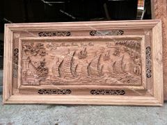Tranh Gỗ Thuận Buồm Xuôi Gió 2 Khung Kích Thước 197*97*6 Cm Gỗ Hương Đá