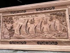Tranh Gỗ Thuận Buồm Xuôi Gió 2 Khung Kích Thước 197*97*6 Cm Gỗ Hương Đá