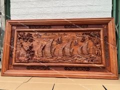 Tranh Gỗ Thuận Buồm Xuôi Gió 2 Khung Kích Thước 197*97*6 Cm Gỗ Hương Đá