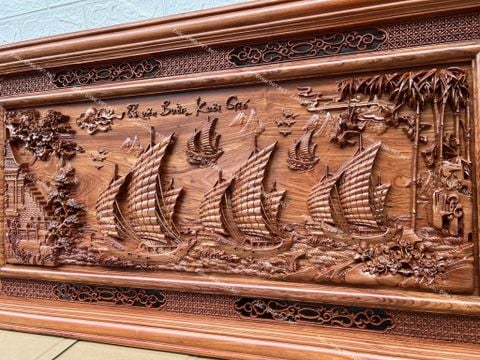 Tranh Gỗ Thuận Buồm Xuôi Gió 2 Khung Kích Thước 155*79*5 Cm Gỗ Hương Đá