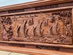 Tranh Gỗ Thuận Buồm Xuôi Gió 2 Khung Kích Thước 197*97*6 Cm Gỗ Hương Đá