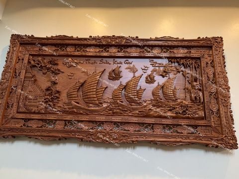 Tranh Gỗ Thuận Buồm Xuôi Gió Kênh Bong Kích Thước 197*97*6 Cm Gỗ Hương Đá