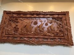Tranh Gỗ Thuận Buồm Xuôi Gió Kênh Bong Kích Thước 197*97*6 Cm Gỗ Hương Đá