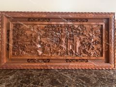 Tranh Gỗ Đồng Quê Hàng 2 Khung Kích Thước 217*107*6 Cm Gỗ Hương Đá