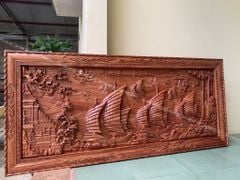 Tranh Gỗ Thuận Buồm Xuôi Gió Cao Cấp Kích Thước 127*67*5 Cm Gỗ Hương Đá