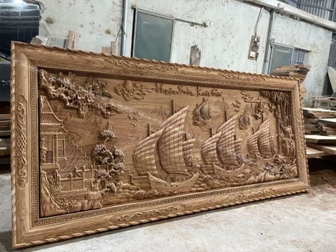 Tranh Gỗ Thuận Buồm Xuôi Gió Cao Cấp Kích Thước 155*79*6 Cm Gỗ Hương Đá