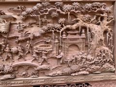 Tranh Gỗ Vinh Quy Bái Tổ Kênh Bong Kích Thước 197*97*6 Cm Gỗ Hương Đá