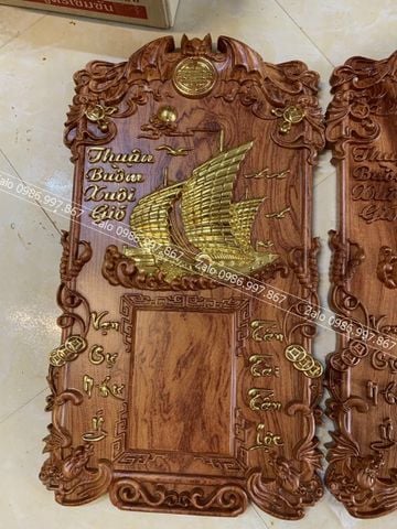 Đốc lịch gỗ Thuận buồm Xuôi Gió cao 65cm dát vàng